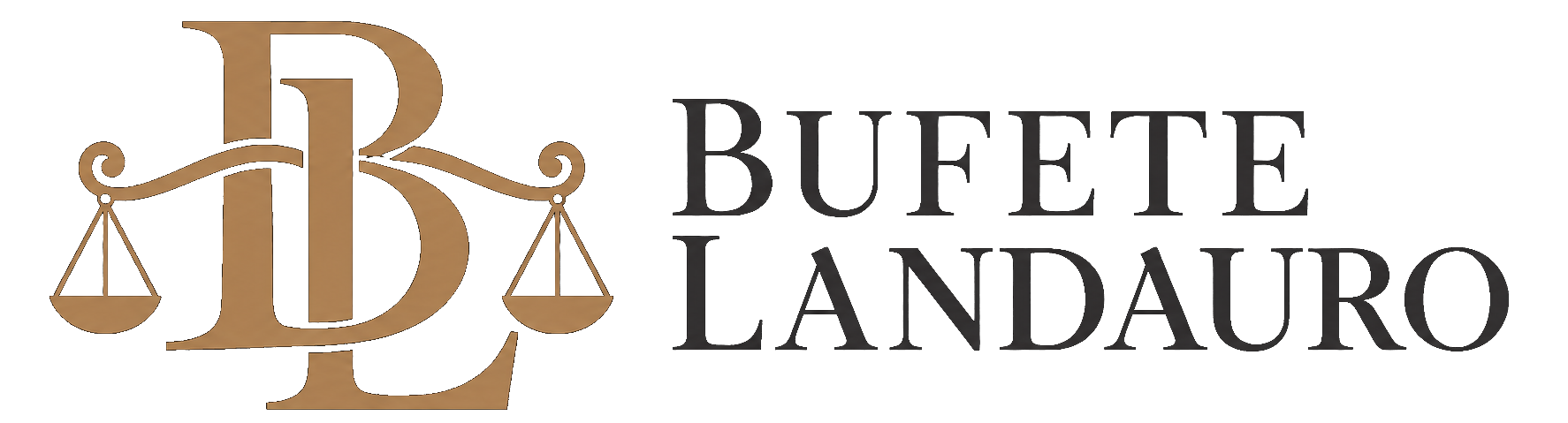 Logotipo jurídico dorado Bufete Landauro (1)